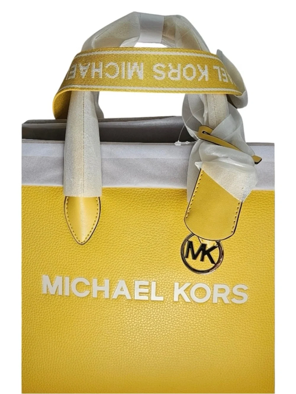 Michael Kors Yellow Leather Tote with Logo Strap and Charm - Picture 10 of 10